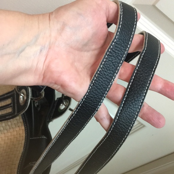 Jute Woven Beige & Black Tote Bag with Matching Cosmetic Bag - Picture 8 of 15